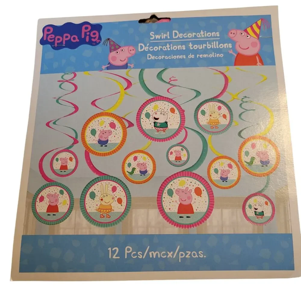 Peppa Pig Party Decor Kit Scene Setters Banner Swirl Hanging Props 31pc Bundle